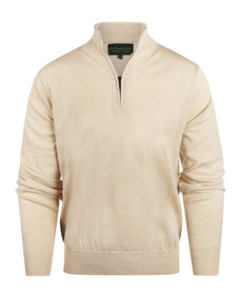 Merino wool zip collar sweater | Beige