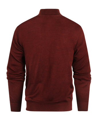 Merino wool sweater with zip collar | Bordeaux