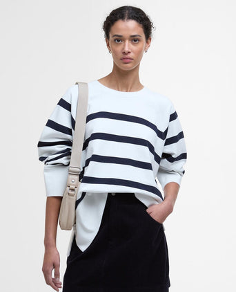 Delaney Striped Sweatshirt | White