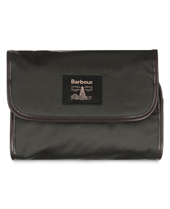 Barbour Wax Hanging Washbag | Green
