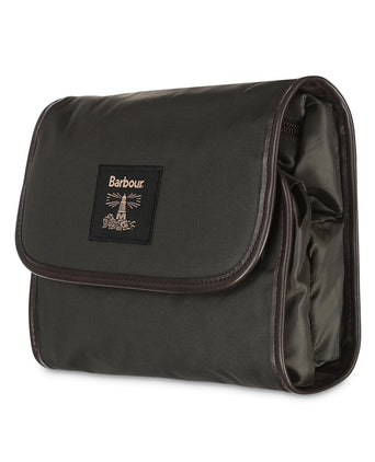 Barbour Wax Hanging Washbag | Green