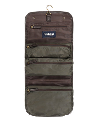 Barbour Wax Hanging Washbag | Green