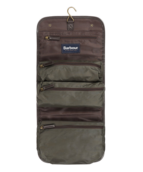 Barbour Wax Hanging Washbag | Green