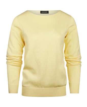 Basic dames pullover katoenmix | Geel