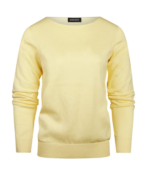Basic ladies pullover cotton mix | Yellow