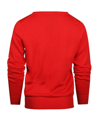 Basic Dames V-hals Pullover Katoenmix | Rood