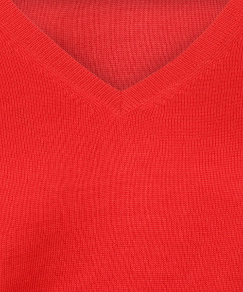 Basic Dames V-hals Pullover Katoenmix | Rood