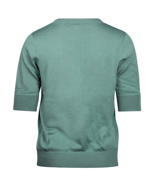 Basic Damenpullover mit kurzen Ärmeln | Grün