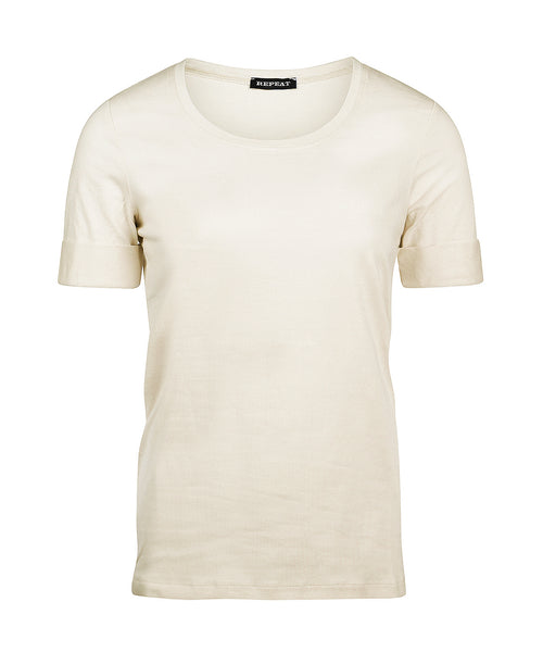 T-shirt Women Rolled up sleeves | White