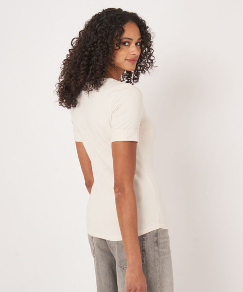 T-shirt Women Rolled up sleeves | White