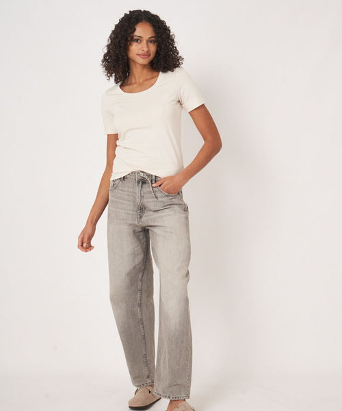 T-shirt Women Rolled up sleeves | White