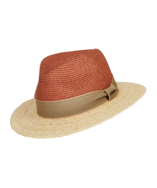 Twotone Toyo Traveller Raffia Hoed | Bruin