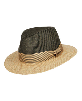 Twotone Toyo Traveller Raffia Hat | Green
