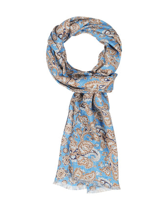 Zijden Sjaal met Paisleyprint | Blauw