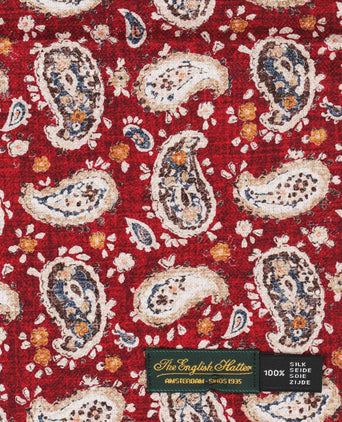 Silk Scarf with Paisley Print | Red
