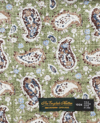 Silk Scarf with Paisley Print | Green
