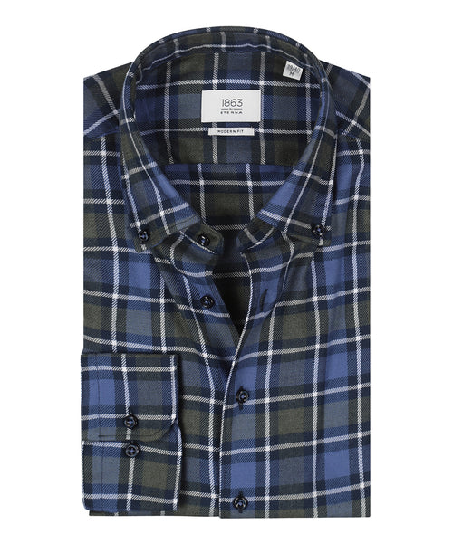 Eterna Shirt Brushed Cotton | Blue
