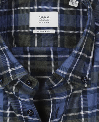 Eterna Shirt Brushed Cotton | Blauw