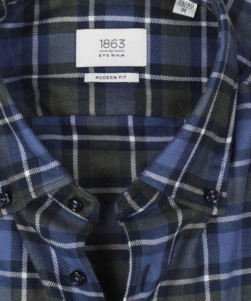 Eterna Shirt Brushed Cotton | Blue