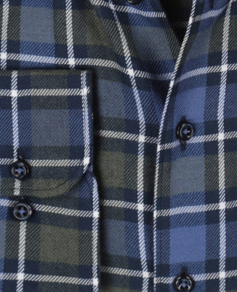 Eterna Shirt Brushed Cotton | Blauw