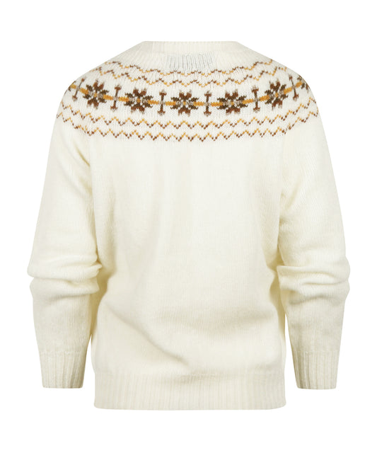 Harley of Scotland Damen-Weste mit Fair-Isle-Knopfleiste | Weiß