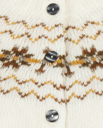 Harley of Scotland Women's Fair Isle Button Vest | White