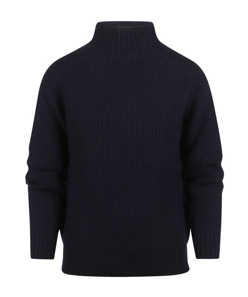 Harley of Scotland Dames Turtle Pullover | Navy Blauw