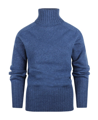 Harley of Scotland Dames Kol Pullover | Denim Blauw