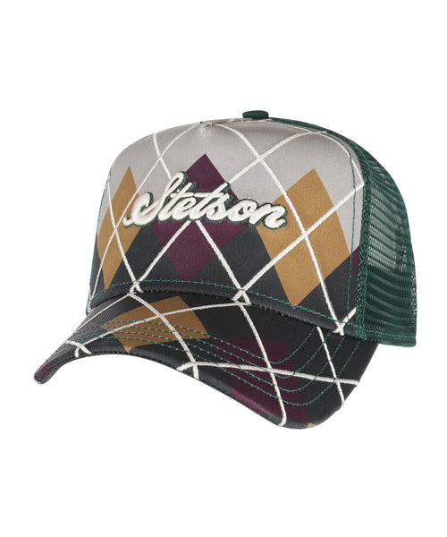 Stetson Argyle Check Trucker Pet | Grijs