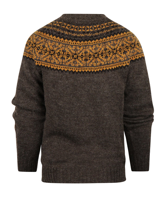 Harley of Scotland Round Neck Fairisle Pullover | Gray