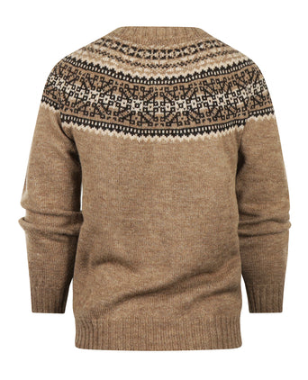 Harley of Scotland Ronde Hals Fairisle Pullover | Bruin