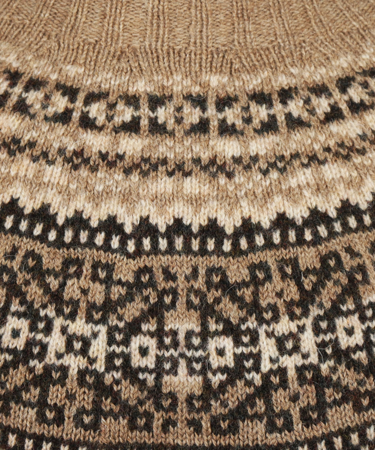 Harley of Scotland Round Neck Fairisle Pullover | Brown