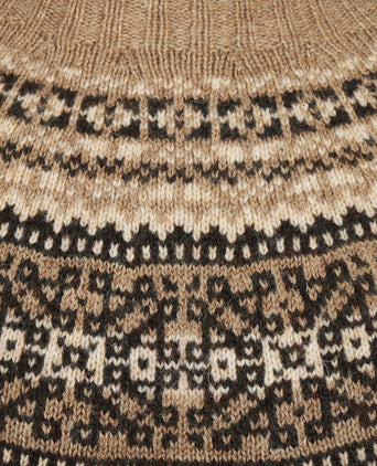Harley of Scotland Round Neck Fairisle Pullover | Brown