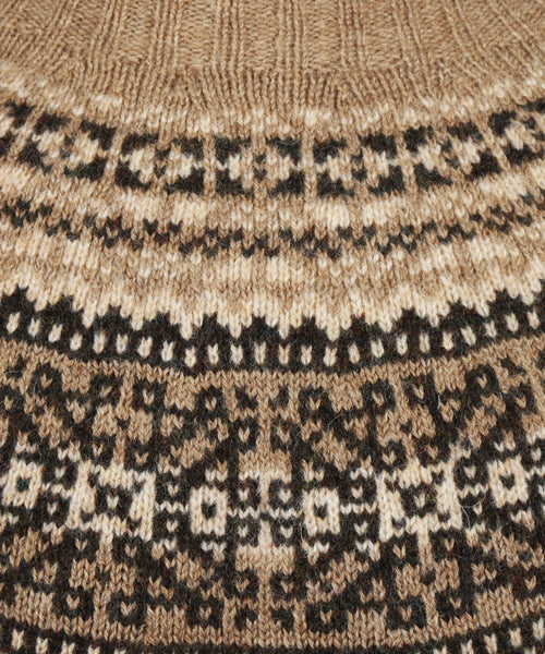 Harley of Scotland Ronde Hals Fairisle Pullover | Bruin