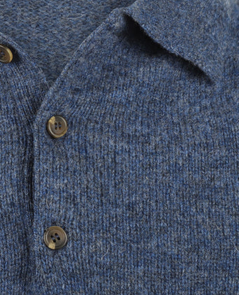 Harley of Scotland Polo Collar Pullover | Denim Blue