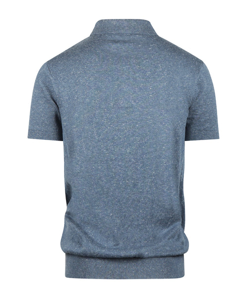 Barbour Muston Linen Blend Polo | Denim Blue