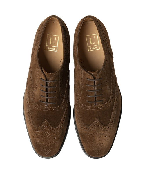 Loake 302 Full Brogue Suede | Brown