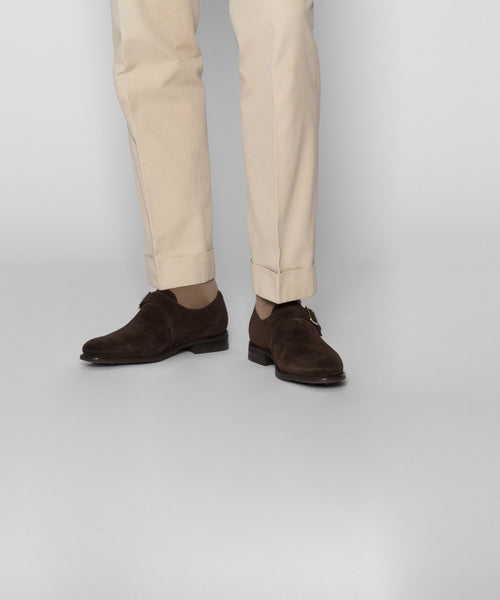 Loake 357 Monk Strap Shoe, Suede | Brown