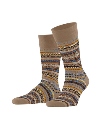 Burlington Fair Isle Sock | Brown