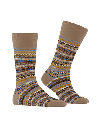 Burlington Fair Isle Sock | Brown