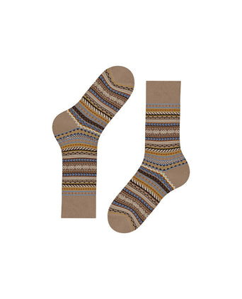 Burlington Fair Isle Sock | Brown