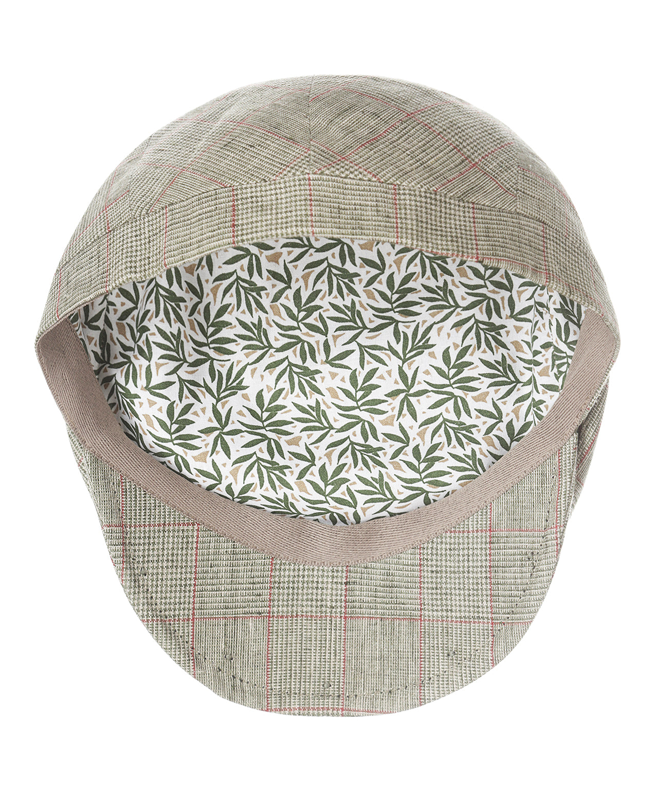 Cap Klassiek Linnen | Beige Rood Ruit