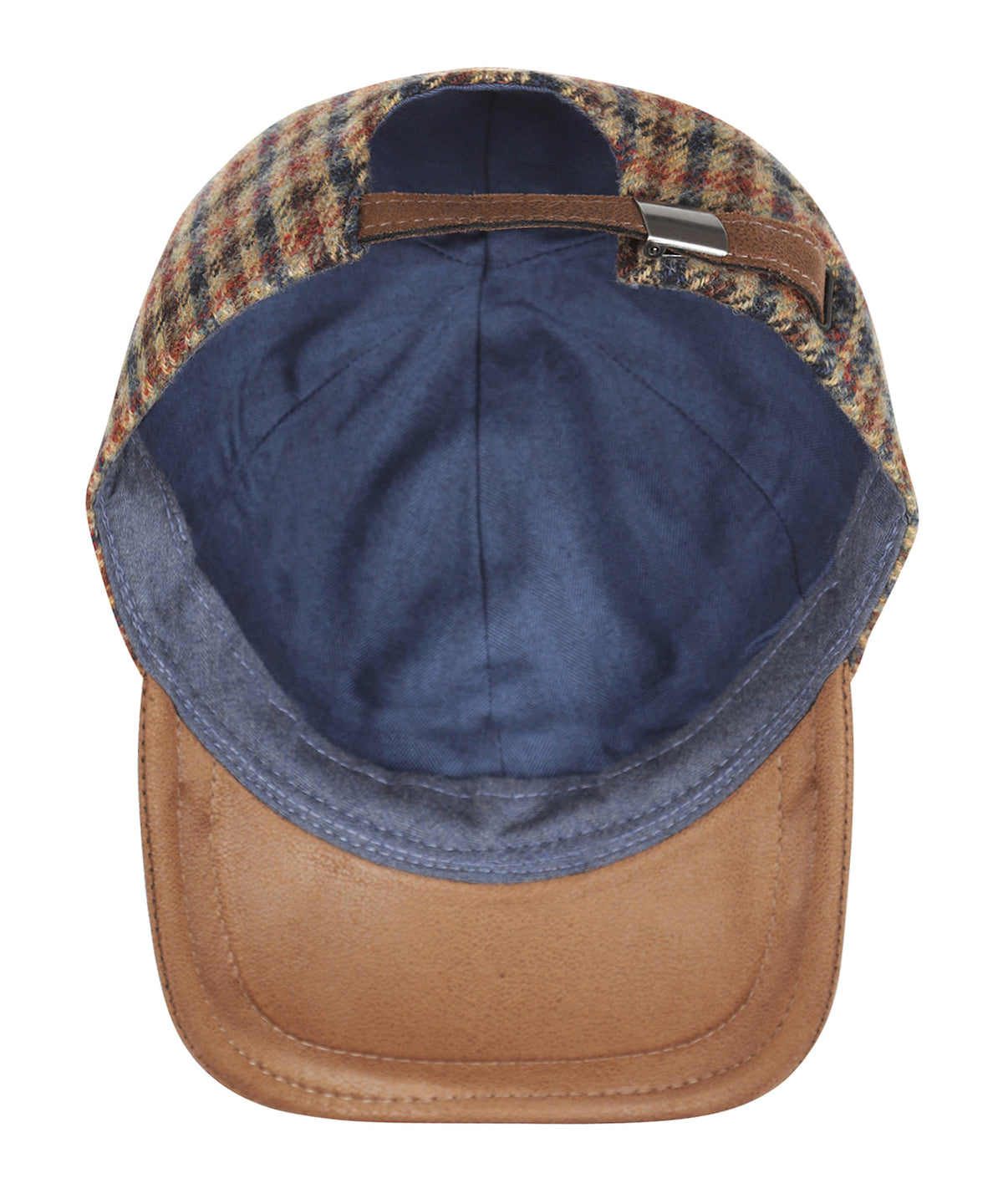Baseball-Cap 100% Wolle | Hellbraun Karo Melange