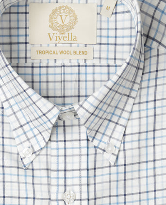 Viyella Shirt Tropical Wool Blend | Blauw