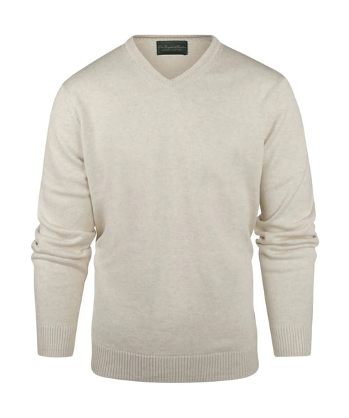 Cotton v-neck sweater | Brown