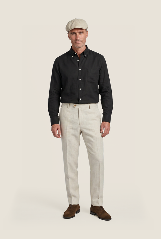 Shirt linen long sleeves | Black