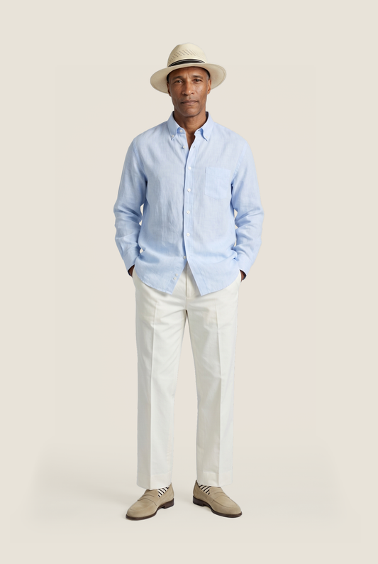 Shirt linen long sleeves | Blue