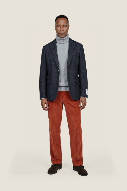 Harris Tweed Colbert | Donkerblauw Visgraad