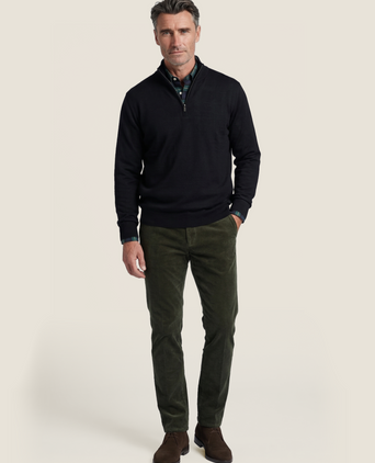 Pullover Merino wool zip collar | Navy