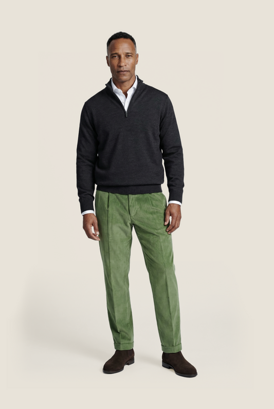 Merino wool zip collar sweater | Charcoal